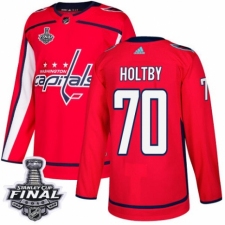 Youth Adidas Washington Capitals #70 Braden Holtby Authentic Red Home 2018 Stanley Cup Final NHL Jersey