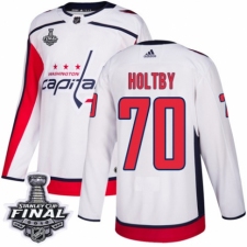 Youth Adidas Washington Capitals #70 Braden Holtby Authentic White Away 2018 Stanley Cup Final NHL Jersey