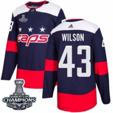 Men's Adidas Washington Capitals #43 Tom Wilson Authentic Navy Blue 2018 Stadium Series 2018 Stanley Cup Final Champions NHL Jersey