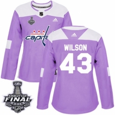 Women's Adidas Washington Capitals #43 Tom Wilson Authentic Purple Fights Cancer Practice 2018 Stanley Cup Final NHL Jersey
