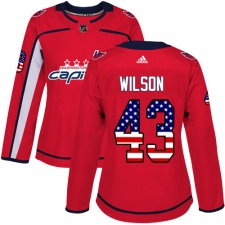 Women's Adidas Washington Capitals #43 Tom Wilson Authentic Red USA Flag Fashion NHL Jersey