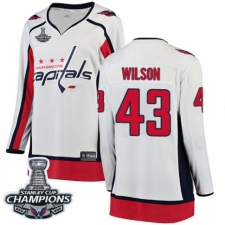 Women's Washington Capitals #43 Tom Wilson Fanatics Branded White Away Breakaway 2018 Stanley Cup Final Champions NHL Jersey