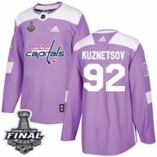 Men's Adidas Washington Capitals #92 Evgeny Kuznetsov Authentic Purple Fights Cancer Practice 2018 Stanley Cup Final NHL Jersey