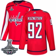 Men's Adidas Washington Capitals #92 Evgeny Kuznetsov Authentic Red Home 2018 Stanley Cup Final Champions NHL Jersey