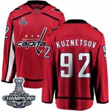 Men's Washington Capitals #92 Evgeny Kuznetsov Fanatics Branded Red Home Breakaway 2018 Stanley Cup Final Champions NHL Jersey
