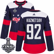 Women's Adidas Washington Capitals #92 Evgeny Kuznetsov Authentic Navy Blue 2018 Stadium Series 2018 Stanley Cup Final NHL Jersey