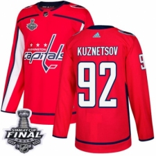 Youth Adidas Washington Capitals #92 Evgeny Kuznetsov Authentic Red Home 2018 Stanley Cup Final NHL Jersey