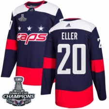 Men's Adidas Washington Capitals #20 Lars Eller Authentic Navy Blue 2018 Stadium Series 2018 Stanley Cup Final Champions NHL Jersey