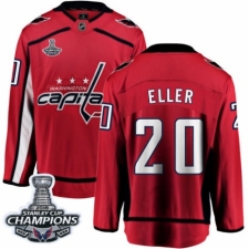 Men's Washington Capitals #20 Lars Eller Fanatics Branded Red Home Breakaway 2018 Stanley Cup Final Champions NHL Jersey