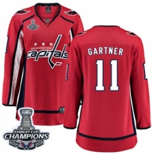 Women's Washington Capitals #11 Mike Gartner Fanatics Branded Red Home Breakaway 2018 Stanley Cup Final Champions NHL Jersey