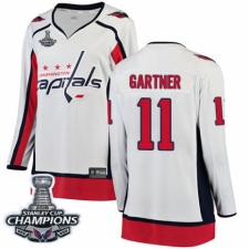 Women's Washington Capitals #11 Mike Gartner Fanatics Branded White Away Breakaway 2018 Stanley Cup Final Champions NHL Jersey