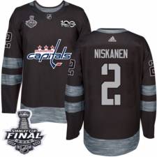 Men's Adidas Washington Capitals #2 Matt Niskanen Authentic Black 1917-2017 100th Anniversary 2018 Stanley Cup Final NHL Jersey