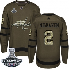 Men's Adidas Washington Capitals #2 Matt Niskanen Authentic Green Salute to Service 2018 Stanley Cup Final Champions NHL Jersey