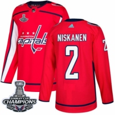 Men's Adidas Washington Capitals #2 Matt Niskanen Authentic Red Home 2018 Stanley Cup Final Champions NHL Jersey