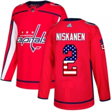 Men's Adidas Washington Capitals #2 Matt Niskanen Authentic Red USA Flag Fashion NHL Jersey