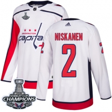 Men's Adidas Washington Capitals #2 Matt Niskanen Authentic White Away 2018 Stanley Cup Final Champions NHL Jersey