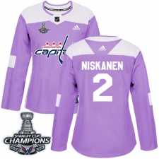 Women's Adidas Washington Capitals #2 Matt Niskanen Authentic Purple Fights Cancer Practice 2018 Stanley Cup Final Champions NHL Jersey