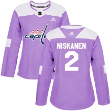 Women's Adidas Washington Capitals #2 Matt Niskanen Authentic Purple Fights Cancer Practice NHL Jersey