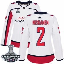 Women's Adidas Washington Capitals #2 Matt Niskanen Authentic White Away 2018 Stanley Cup Final Champions NHL Jersey