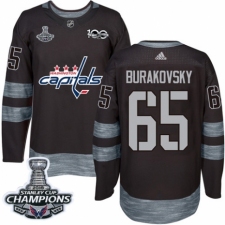 Men's Adidas Washington Capitals #65 Andre Burakovsky Authentic Black 1917-2017 100th Anniversary 2018 Stanley Cup Final Champions NHL Jersey