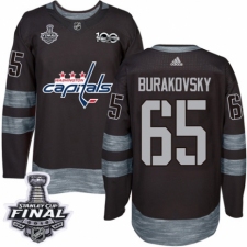 Men's Adidas Washington Capitals #65 Andre Burakovsky Authentic Black 1917-2017 100th Anniversary 2018 Stanley Cup Final NHL Jersey