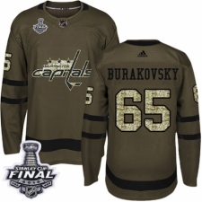 Men's Adidas Washington Capitals #65 Andre Burakovsky Authentic Green Salute to Service 2018 Stanley Cup Final NHL Jersey