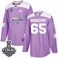 Men's Adidas Washington Capitals #65 Andre Burakovsky Authentic Purple Fights Cancer Practice 2018 Stanley Cup Final NHL Jersey