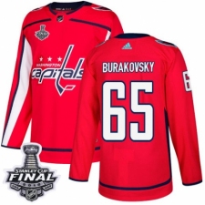 Men's Adidas Washington Capitals #65 Andre Burakovsky Authentic Red Home 2018 Stanley Cup Final NHL Jersey