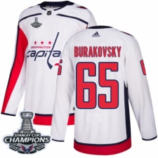 Men's Adidas Washington Capitals #65 Andre Burakovsky Authentic White Away 2018 Stanley Cup Final Champions NHL Jersey