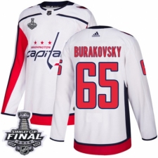Men's Adidas Washington Capitals #65 Andre Burakovsky Authentic White Away 2018 Stanley Cup Final NHL Jersey
