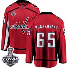 Men's Washington Capitals #65 Andre Burakovsky Fanatics Branded Red Home Breakaway 2018 Stanley Cup Final NHL Jersey