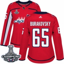 Women's Adidas Washington Capitals #65 Andre Burakovsky Authentic Red Home 2018 Stanley Cup Final Champions NHL Jersey