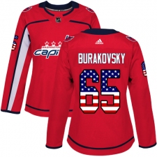 Women's Adidas Washington Capitals #65 Andre Burakovsky Authentic Red USA Flag Fashion NHL Jersey