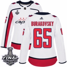 Women's Adidas Washington Capitals #65 Andre Burakovsky Authentic White Away 2018 Stanley Cup Final NHL Jersey