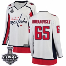 Women's Washington Capitals #65 Andre Burakovsky Fanatics Branded White Away Breakaway 2018 Stanley Cup Final NHL Jersey