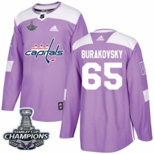 Youth Adidas Washington Capitals #65 Andre Burakovsky Authentic Purple Fights Cancer Practice 2018 Stanley Cup Final Champions NHL Jersey