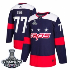 Men's Adidas Washington Capitals #77 T.J. Oshie Authentic Navy Blue 2018 Stadium Series 2018 Stanley Cup Final Champions NHL Jersey
