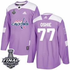 Men's Adidas Washington Capitals #77 T.J. Oshie Authentic Purple Fights Cancer Practice 2018 Stanley Cup Final NHL Jersey