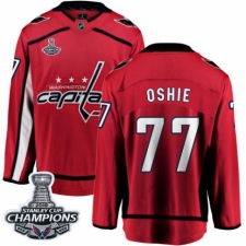 Youth Washington Capitals #77 T.J. Oshie Fanatics Branded Red Home Breakaway 2018 Stanley Cup Final Champions NHL Jersey