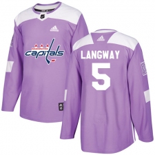 Youth Adidas Washington Capitals #5 Rod Langway Authentic Purple Fights Cancer Practice NHL Jersey