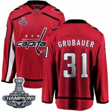 Men's Washington Capitals #31 Philipp Grubauer Fanatics Branded Red Home Breakaway 2018 Stanley Cup Final Champions NHL Jersey