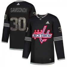 Men's Adidas Washington Capitals #30 Ilya Samsonov Black Authentic Classic Stitched NHL Jersey