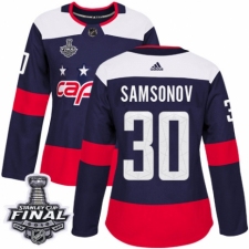 Women's Adidas Washington Capitals #30 Ilya Samsonov Authentic Navy Blue 2018 Stadium Series 2018 Stanley Cup Final NHL Jersey