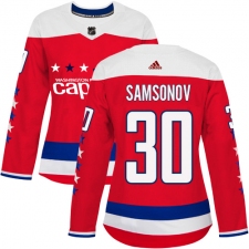 Women's Adidas Washington Capitals #30 Ilya Samsonov Authentic Red Alternate NHL Jersey