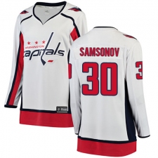 Women's Washington Capitals #30 Ilya Samsonov Fanatics Branded White Away Breakaway NHL Jersey