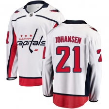 Youth Washington Capitals #21 Lucas Johansen Fanatics Branded White Away Breakaway NHL Jersey
