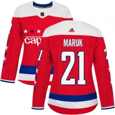 Women's Adidas Washington Capitals #21 Dennis Maruk Authentic Red Alternate NHL Jersey