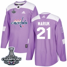 Youth Adidas Washington Capitals #21 Dennis Maruk Authentic Purple Fights Cancer Practice 2018 Stanley Cup Final Champions NHL Jersey