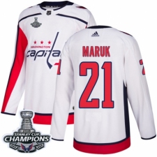 Youth Adidas Washington Capitals #21 Dennis Maruk Authentic White Away 2018 Stanley Cup Final Champions NHL Jersey