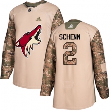 Men's Adidas Arizona Coyotes #2 Luke Schenn Authentic Camo Veterans Day Practice NHL Jersey